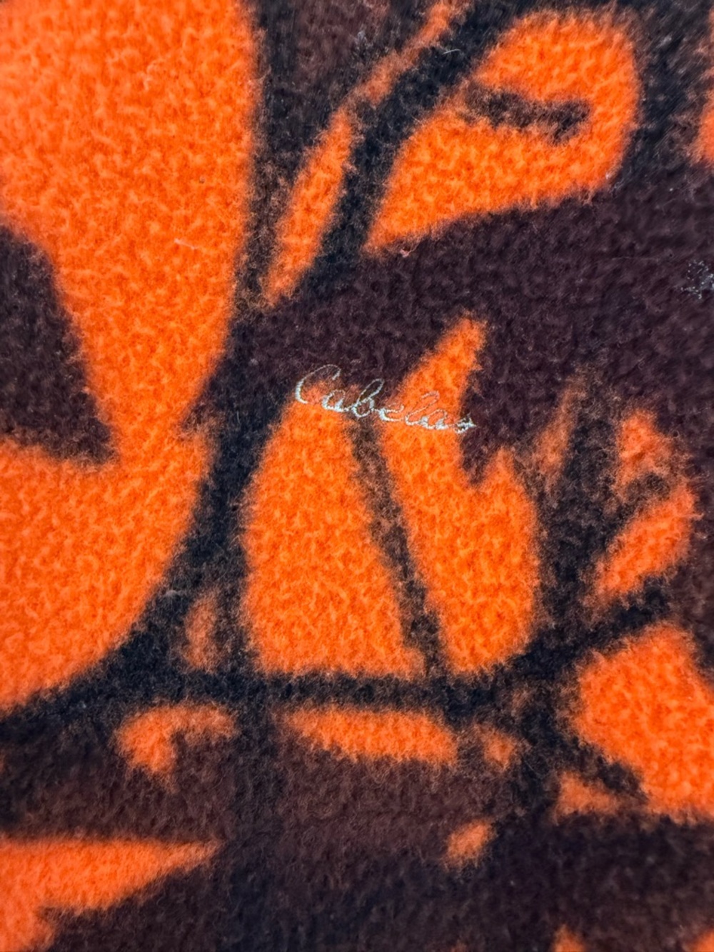 VINTAGE Cabela’s Blaze Orange Camo Fleece Bomber Jacket - Picture 4 of 6